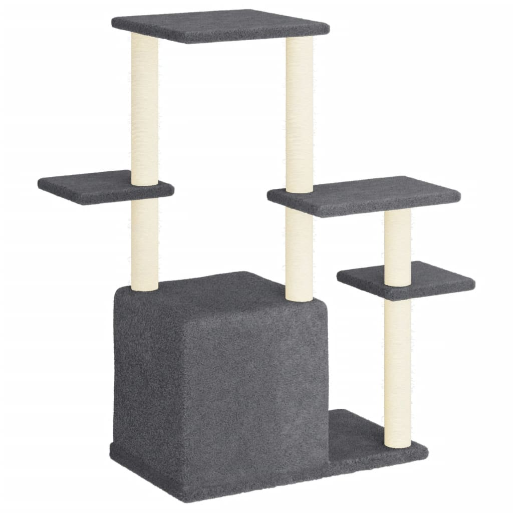 Glamorous Pups : vidaXL Cat Tree Dark Grey Engineered wood, plush, sisal 38.4 in tall