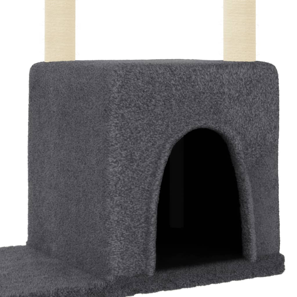 Glamorous Pups : vidaXL Cat Tree Dark Grey Engineered wood, plush, sisal 38.4 in tall