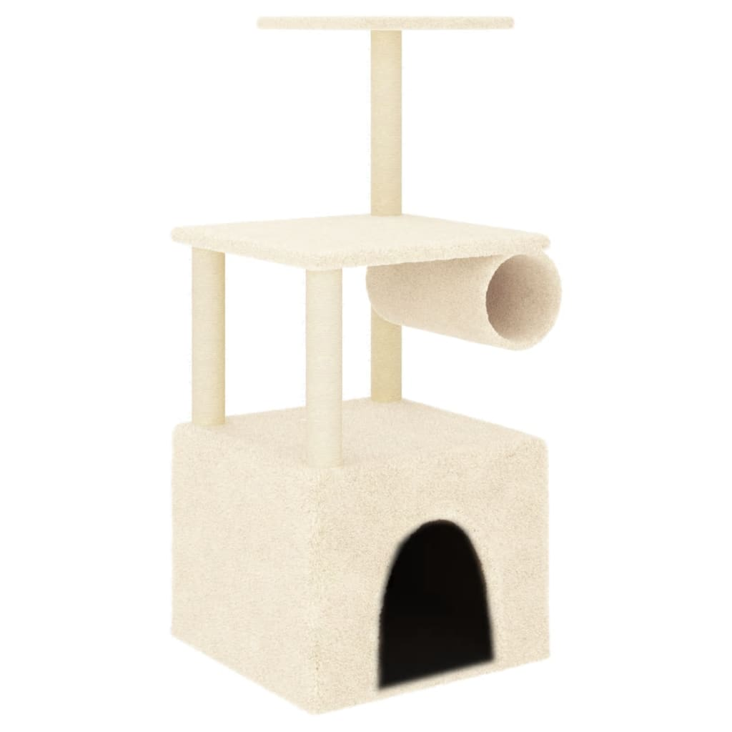 Glamorous Pups : vidaXL Cat Tree Cream Engineered wood Medium Modern Cat Tree Other