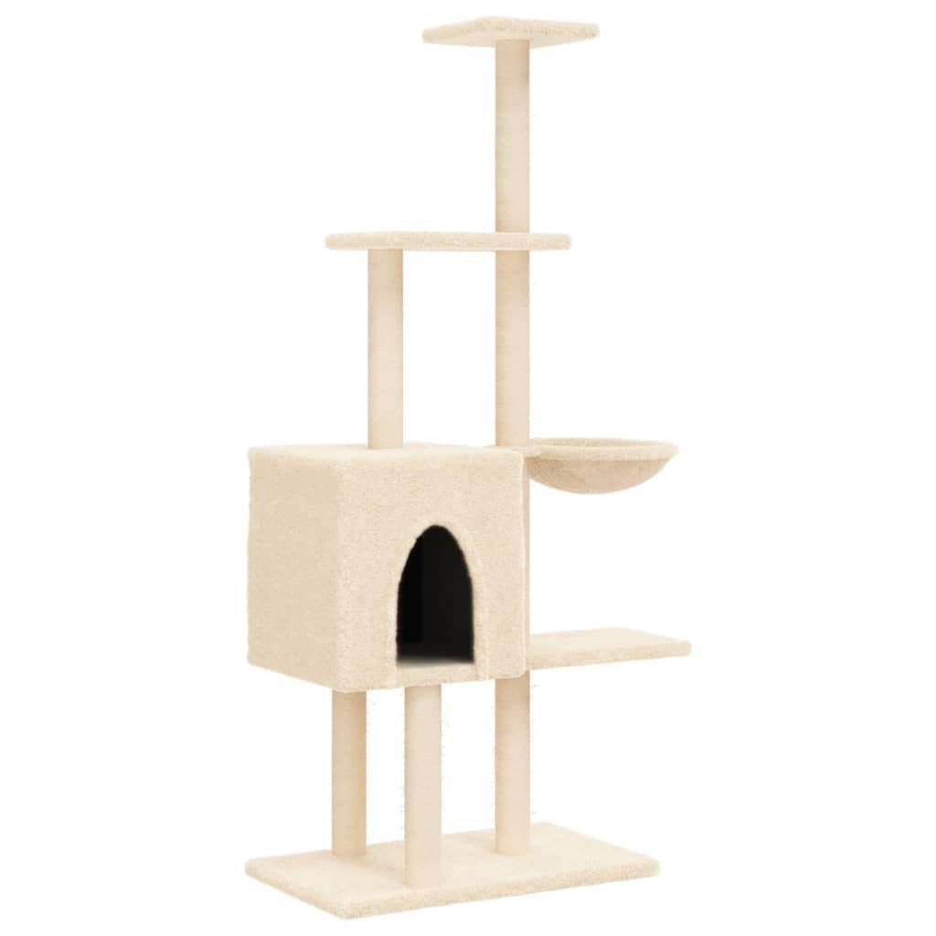 Glamorous Pups : vidaXL Cat Tree Cream Engineered wood, plush, sisal 57.1 in height