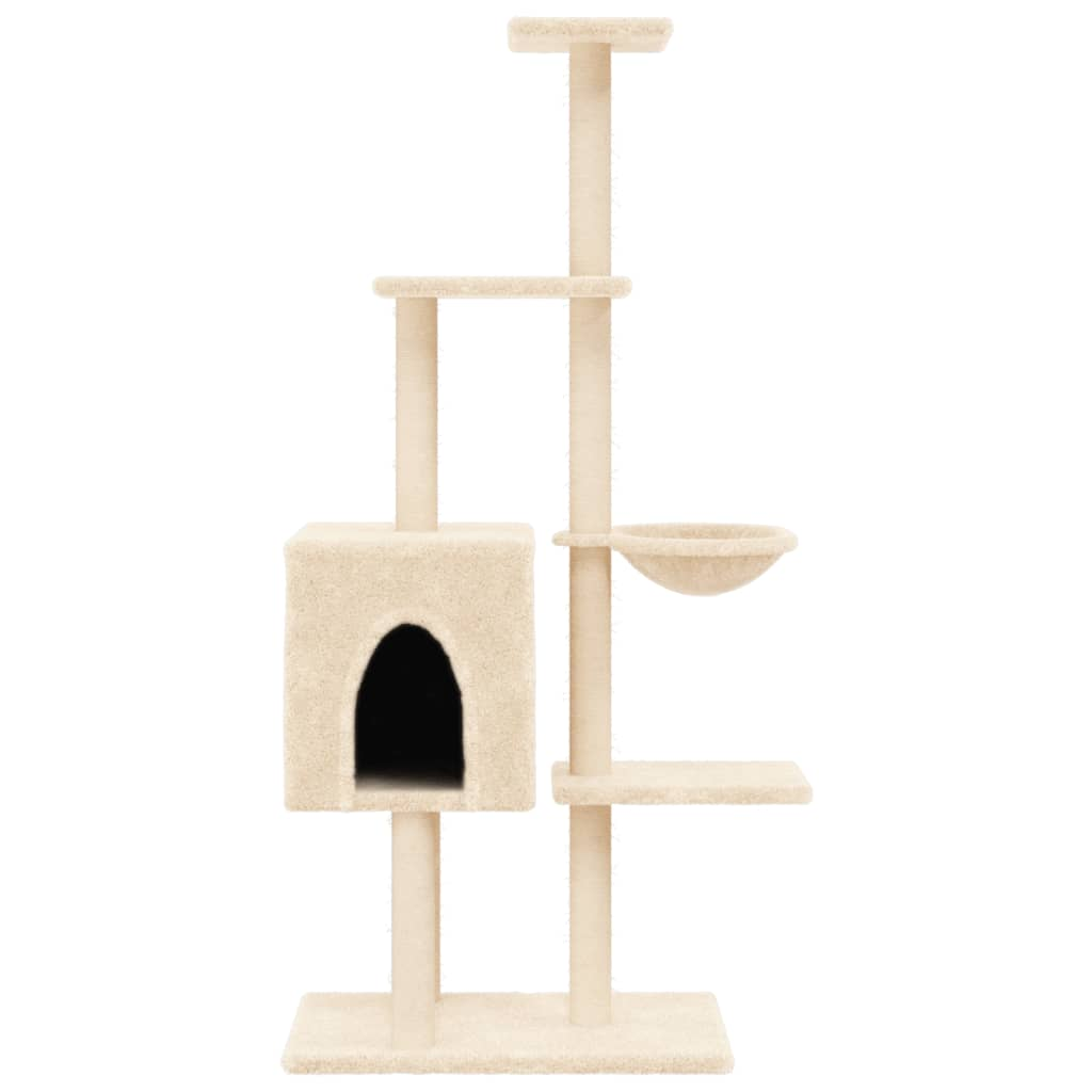 Glamorous Pups : vidaXL Cat Tree Cream Engineered wood, plush, sisal 57.1 in height