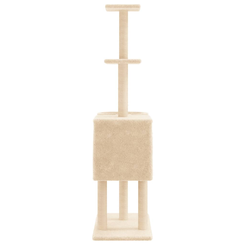 Glamorous Pups : vidaXL Cat Tree Cream Engineered wood, plush, sisal 57.1 in height