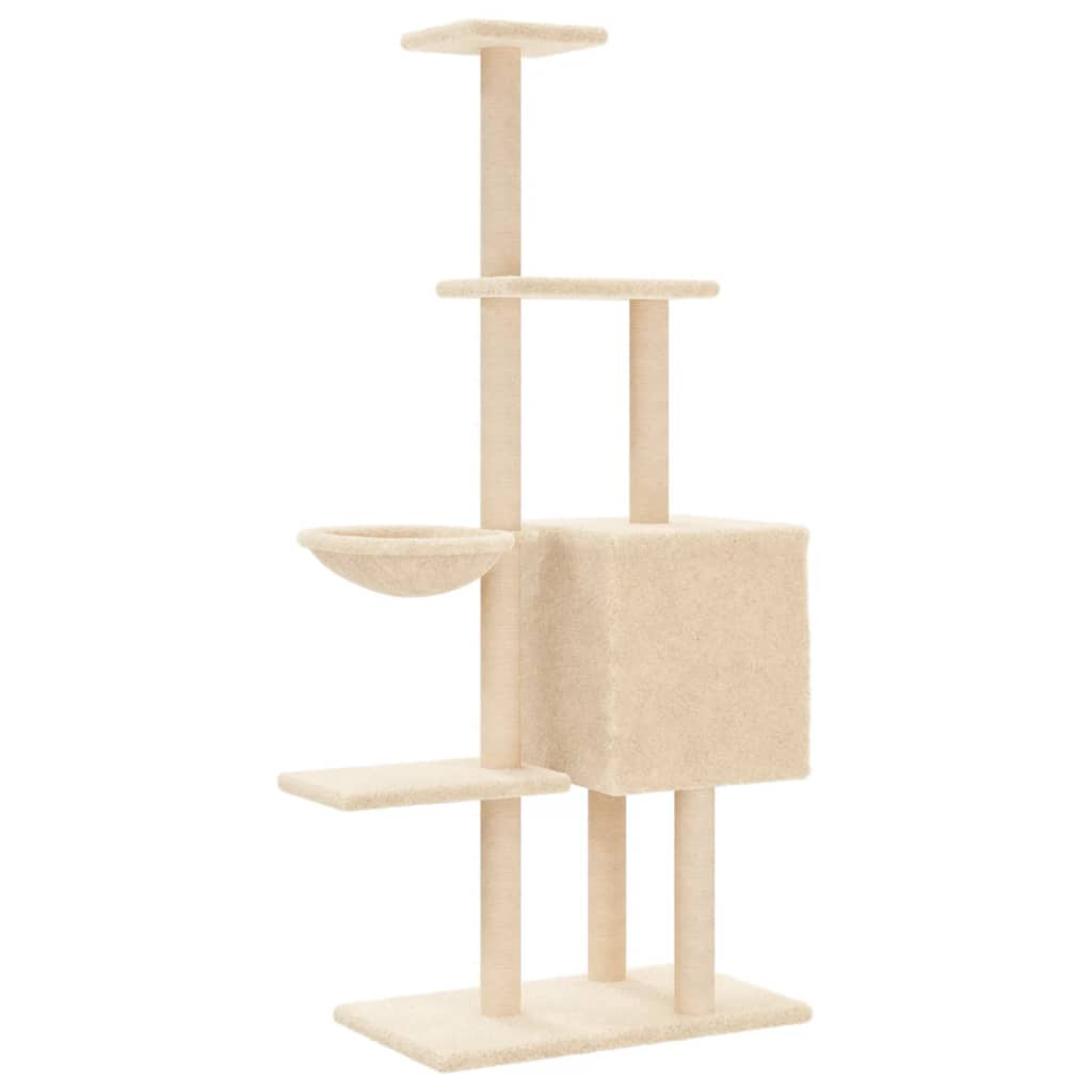 Glamorous Pups : vidaXL Cat Tree Cream Engineered wood, plush, sisal 57.1 in height