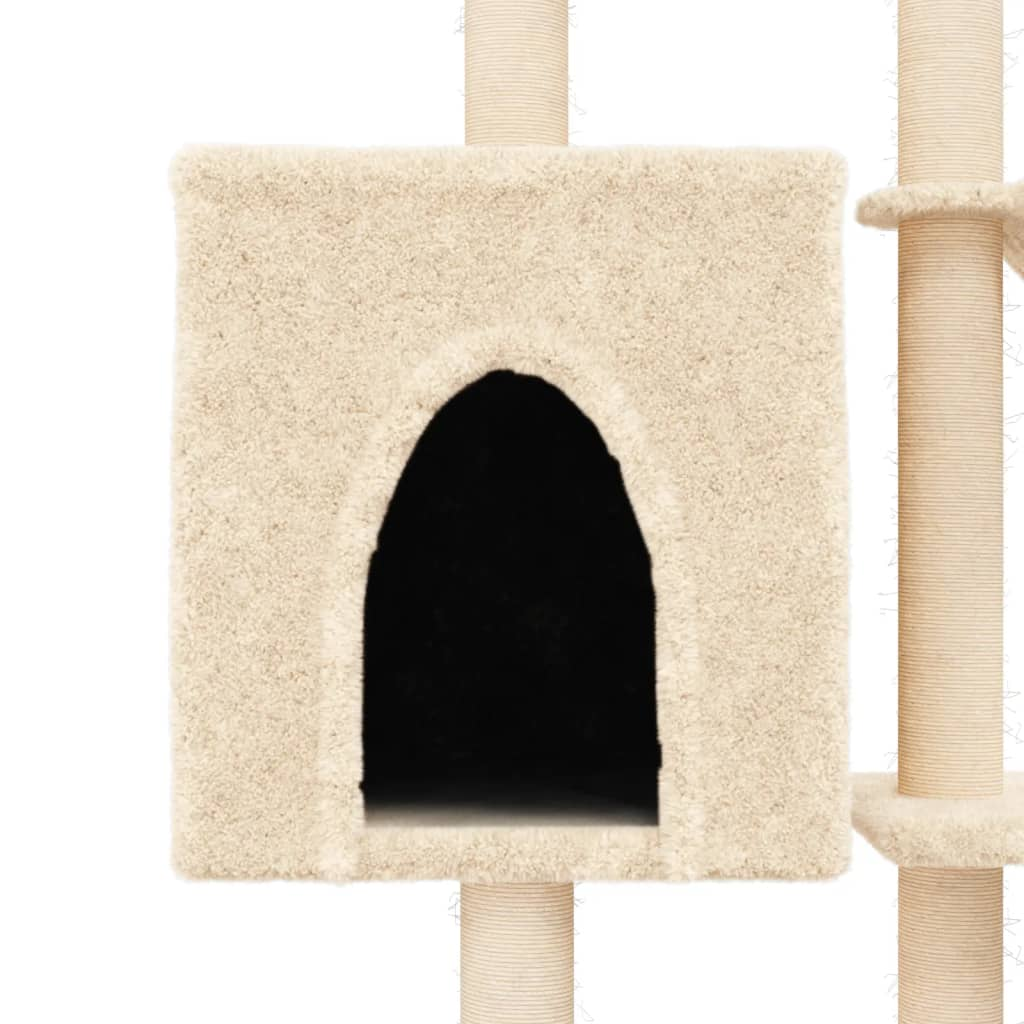Glamorous Pups : vidaXL Cat Tree Cream Engineered wood, plush, sisal 57.1 in height