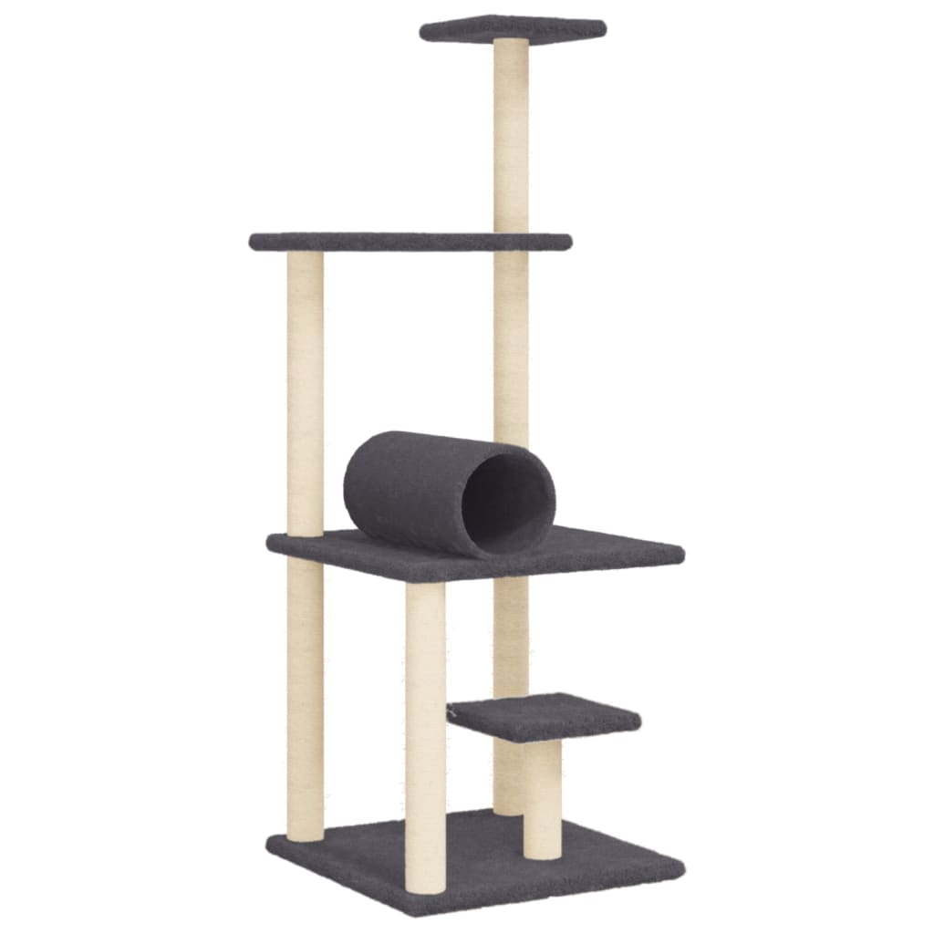 Glamorous Pups : vidaXL Cat Tree Dark Grey Engineered wood, plush, sisal 53.5 in tall