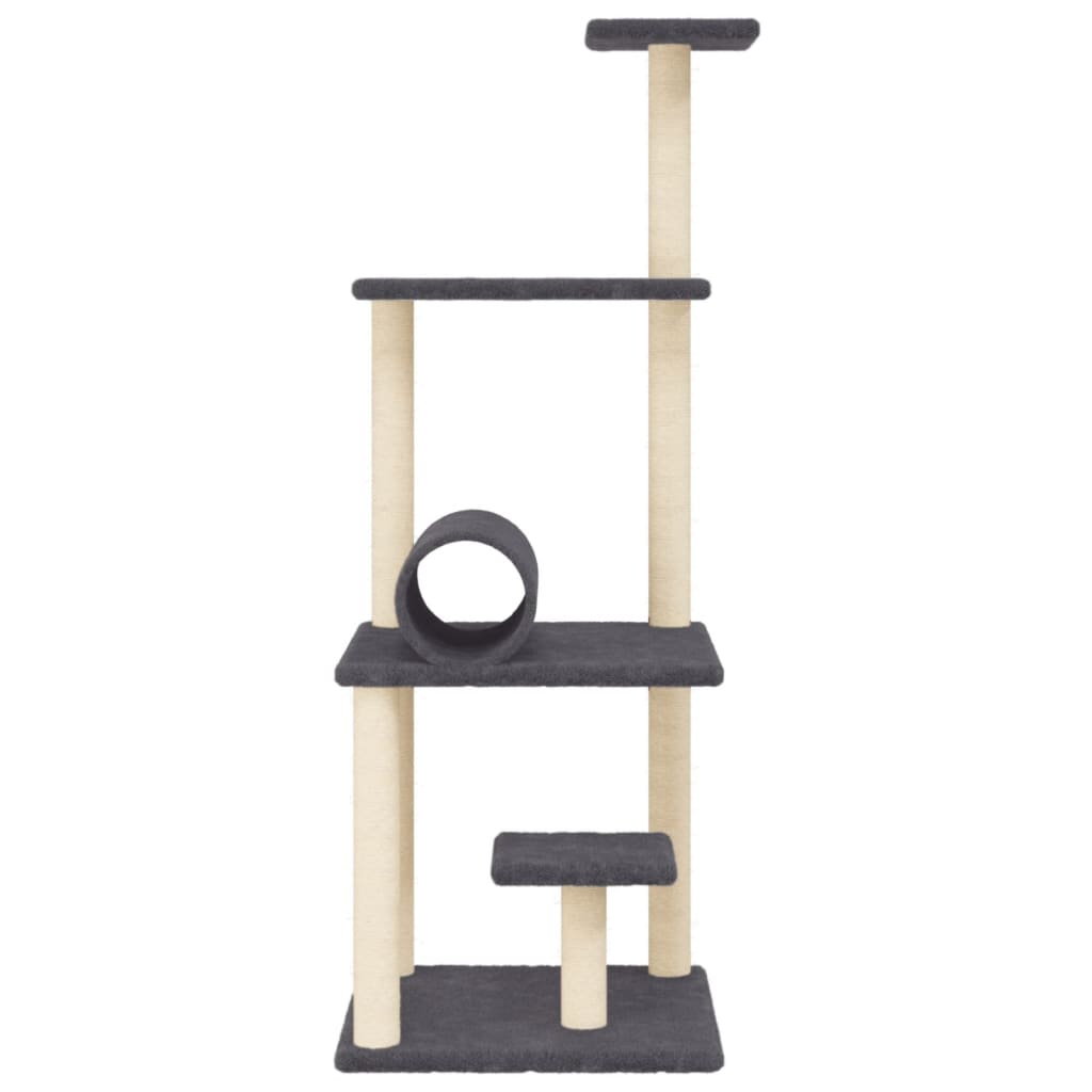 Glamorous Pups : vidaXL Cat Tree Dark Grey Engineered wood, plush, sisal 53.5 in tall