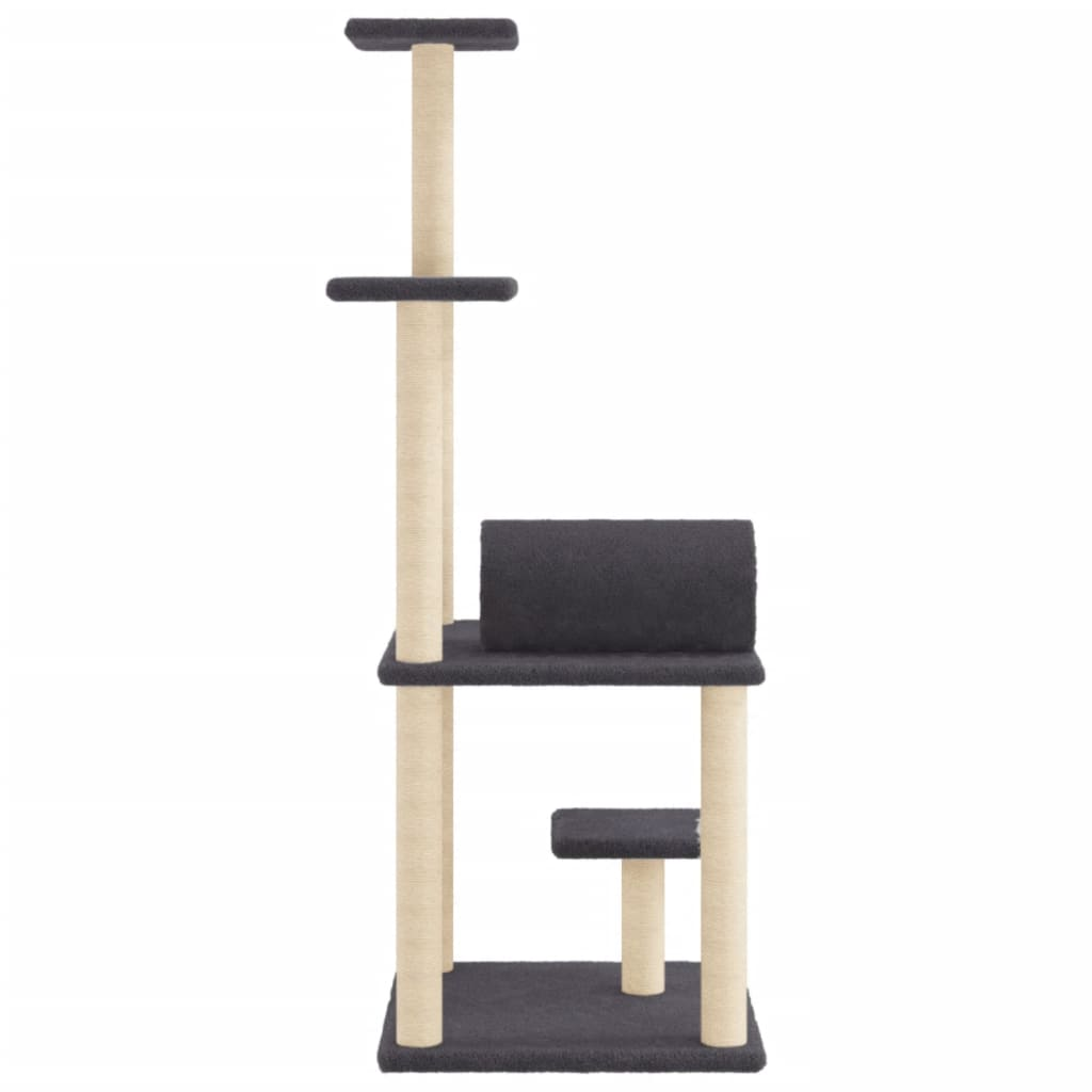 Glamorous Pups : vidaXL Cat Tree Dark Grey Engineered wood, plush, sisal 53.5 in tall