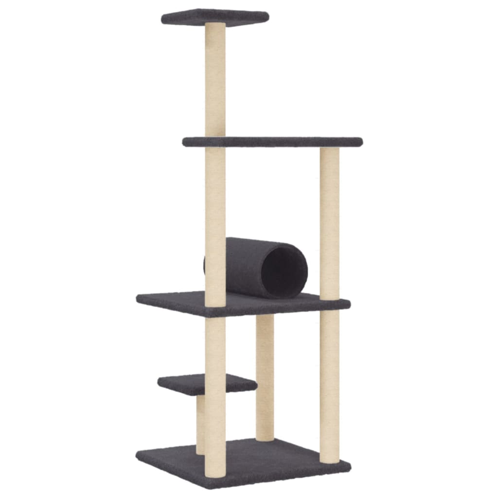 Glamorous Pups : vidaXL Cat Tree Dark Grey Engineered wood, plush, sisal 53.5 in tall