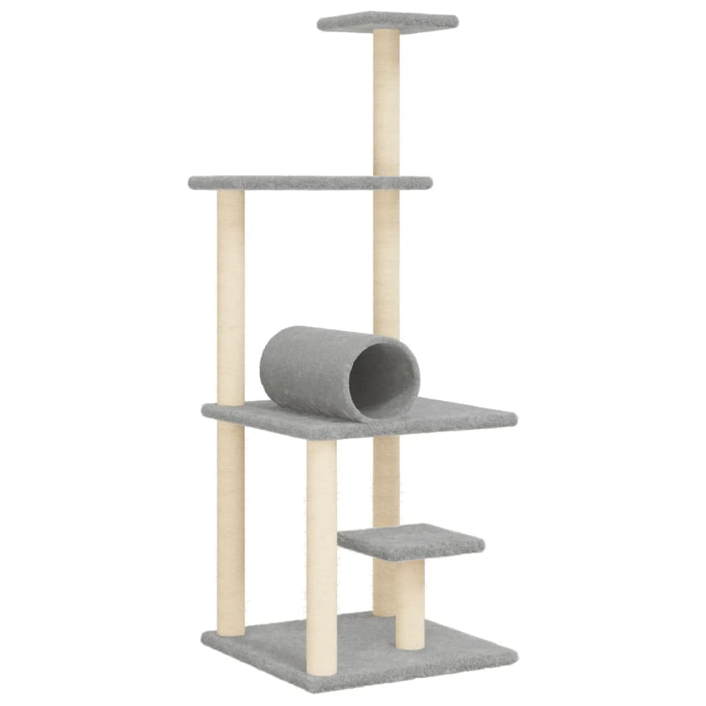 Glamorous Pups : vidaXL Cat Tree Light grey Engineered wood, plush, sisal 53.5 in tall
