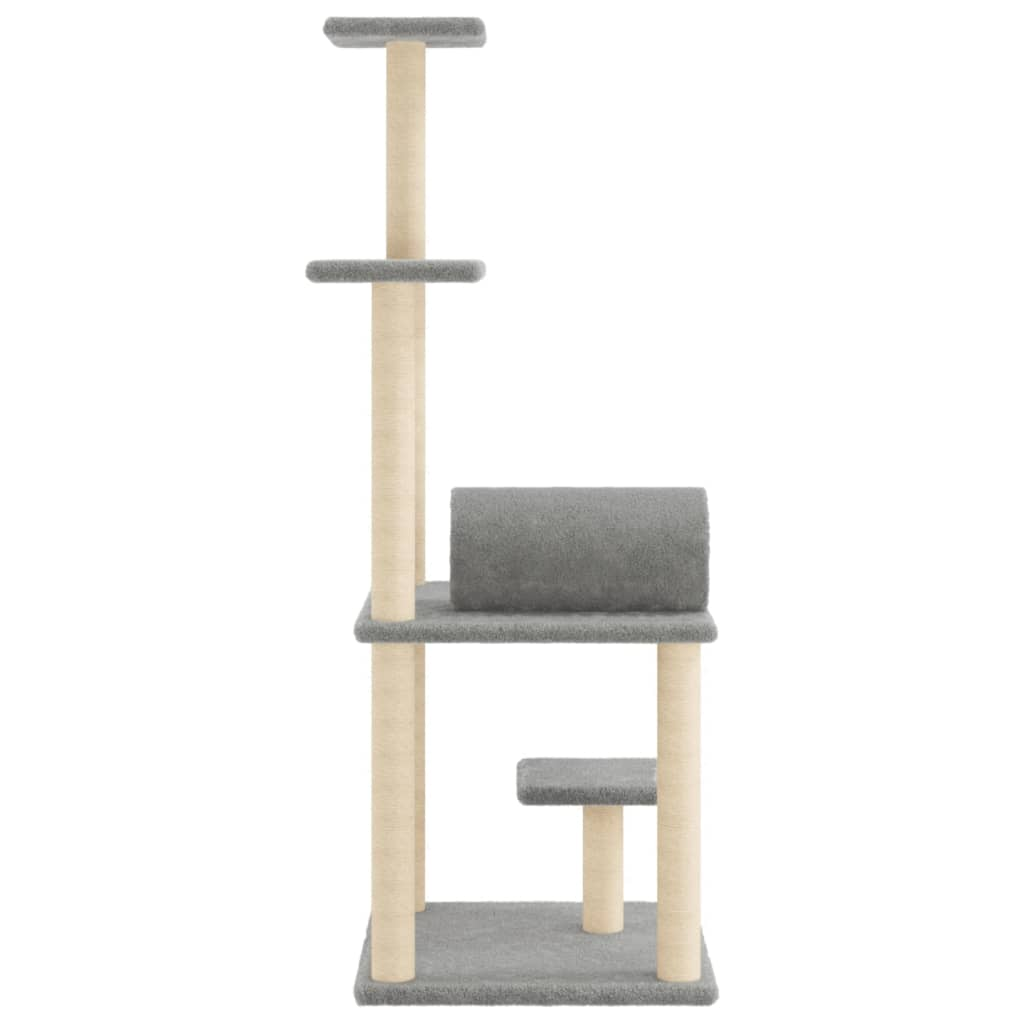 Glamorous Pups : vidaXL Cat Tree Light grey Engineered wood, plush, sisal 53.5 in tall
