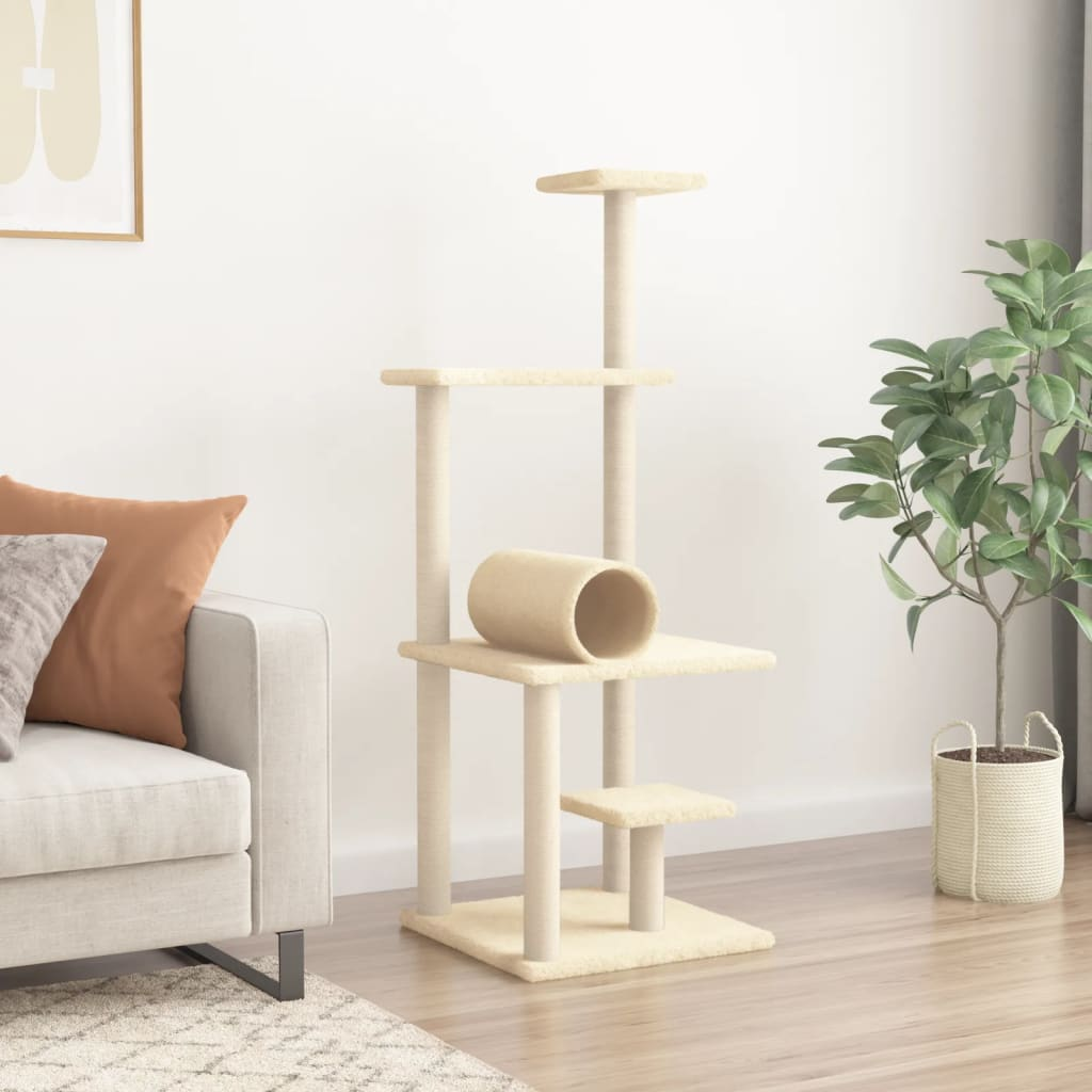 Glamorous Pups : vidaXL Cat Tree Cream Plush, Engineered wood, Sisal Large Durable