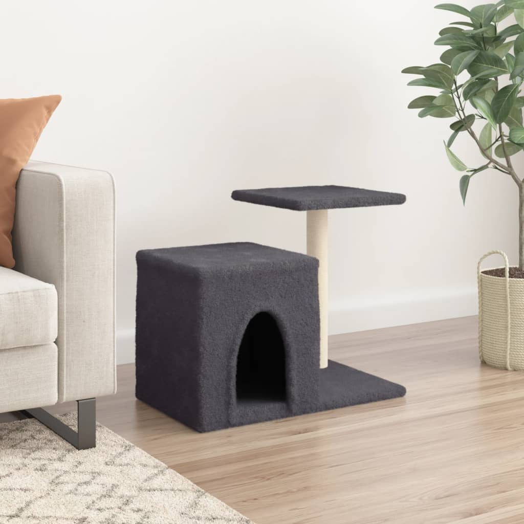 Glamorous Pups : vidaXL Cat Tree Dark Grey Engineered wood, plush, sisal Durable Cat Tree