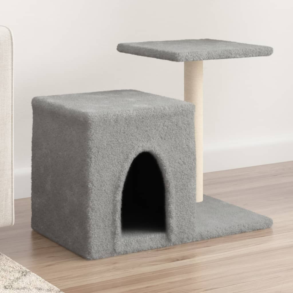 Glamorous Pups : vidaXL Cat Tree Light grey Wood, plush, sisal 19.9 in tall Durable
