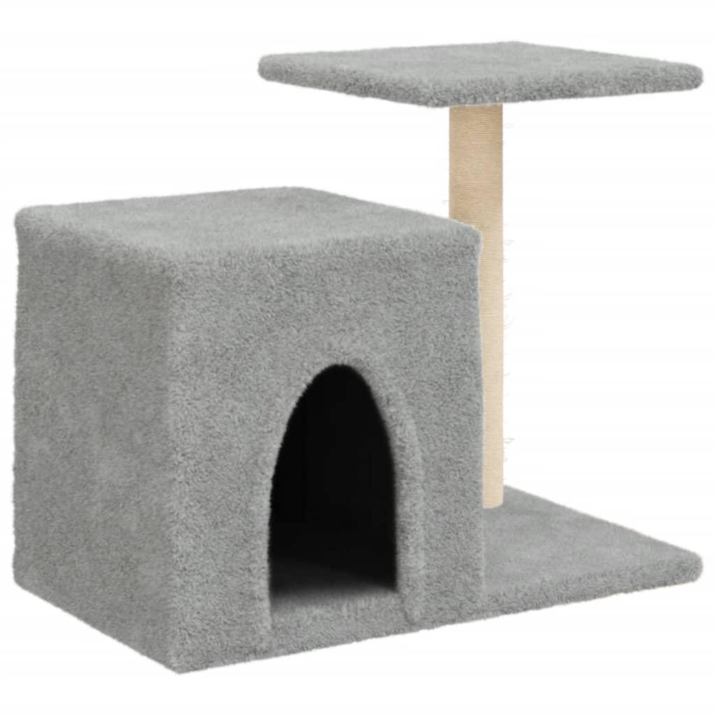 Glamorous Pups : vidaXL Cat Tree Light grey Wood, plush, sisal 19.9 in tall Durable