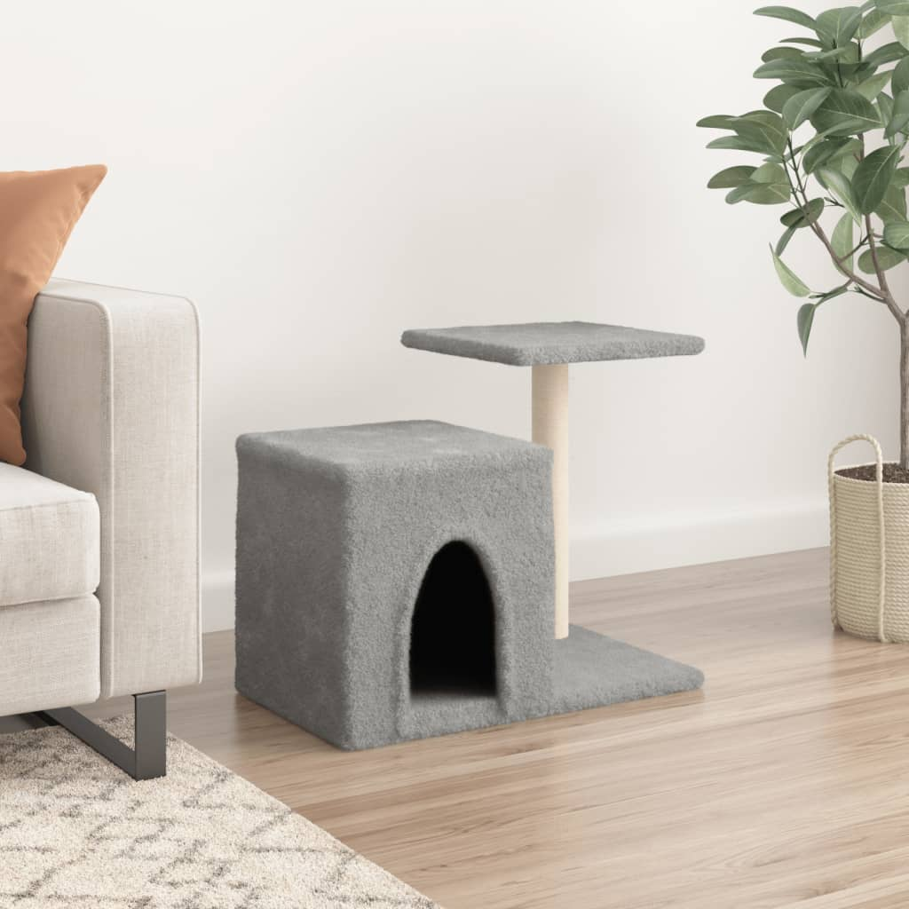 Glamorous Pups : vidaXL Cat Tree Light grey Wood, plush, sisal 19.9 in tall Durable