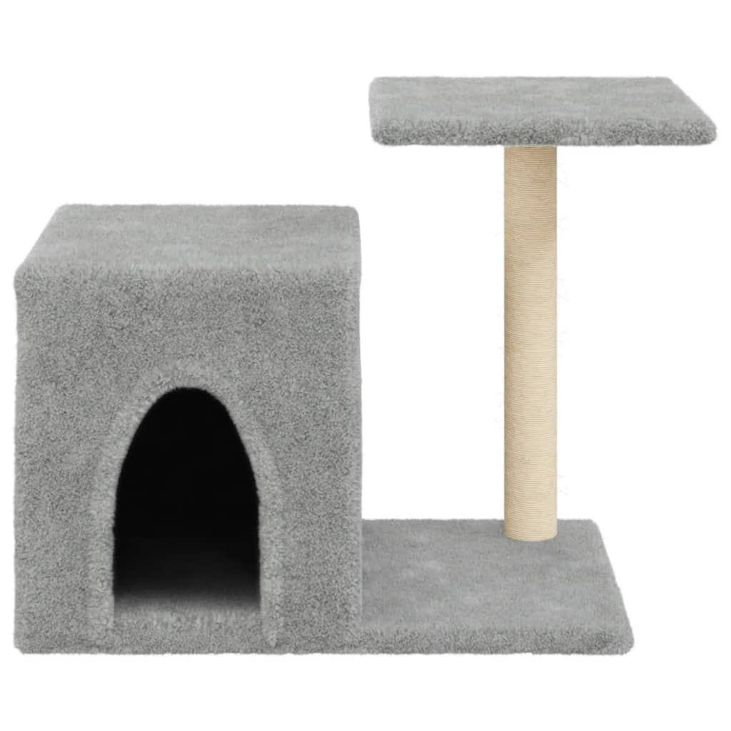 Glamorous Pups : vidaXL Cat Tree Light grey Wood, plush, sisal 19.9 in tall Durable