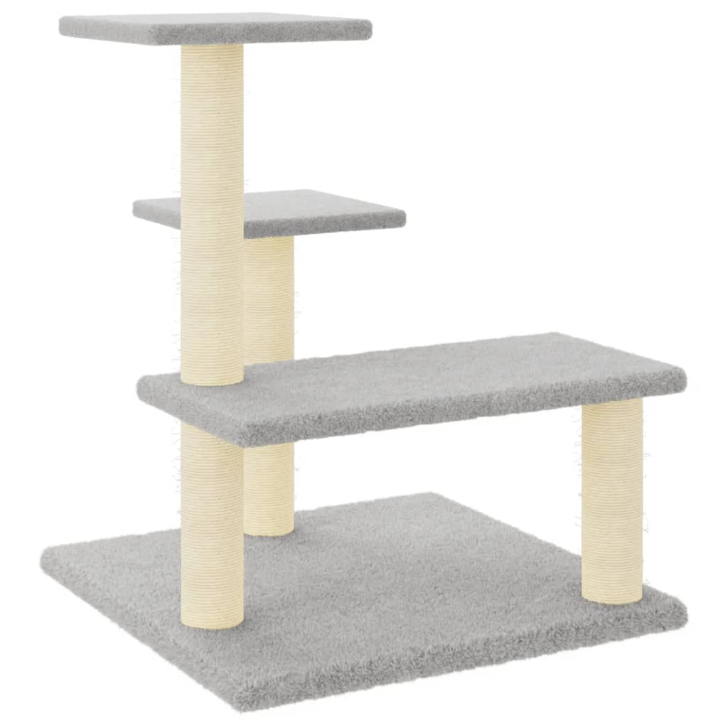 Glamorous Pups : vidaXL Cat Tree Light Grey Engineered wood, plush, sisal Medium Durable