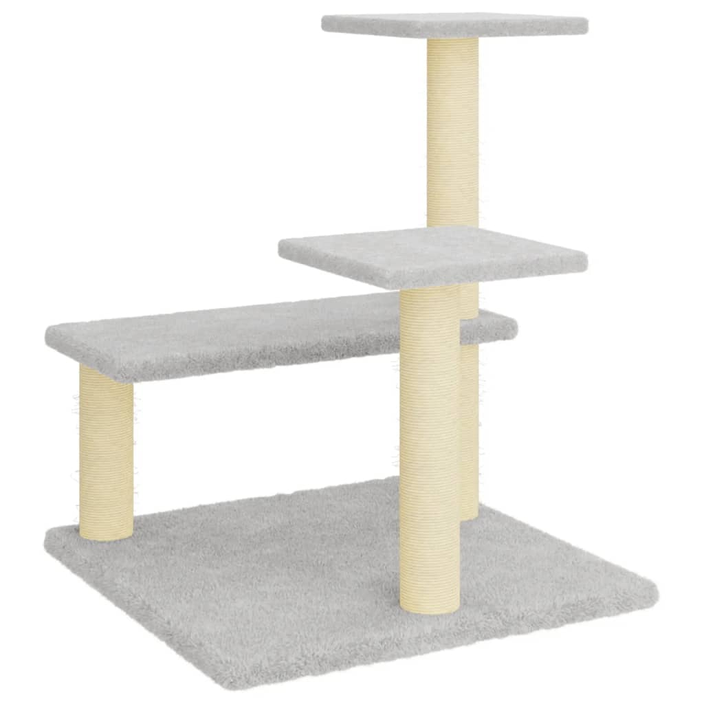 Glamorous Pups : vidaXL Cat Tree Light Grey Engineered wood, plush, sisal Medium Durable