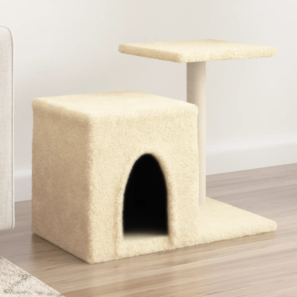 Glamorous Pups : vidaXL Cat Tree Cream Engineered wood, plush, sisal Medium Durable