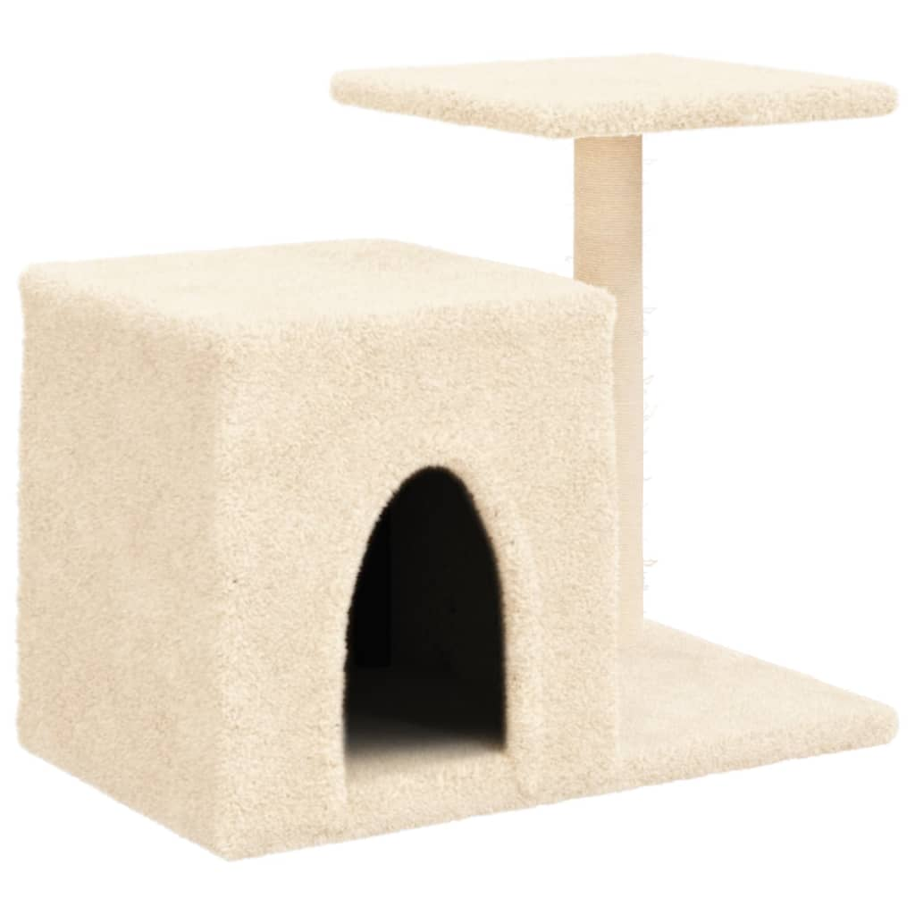 Glamorous Pups : vidaXL Cat Tree Cream Engineered wood, plush, sisal Medium Durable