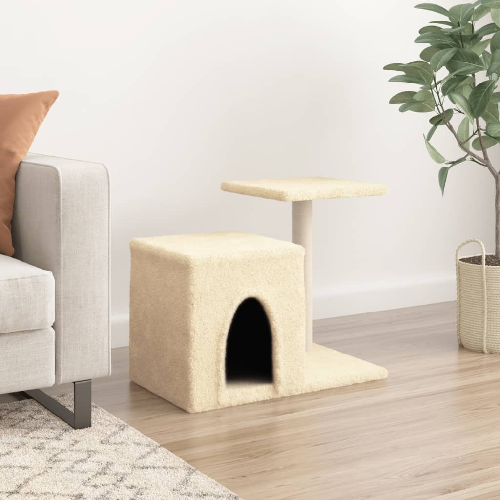Glamorous Pups : vidaXL Cat Tree Cream Engineered wood, plush, sisal Medium Durable