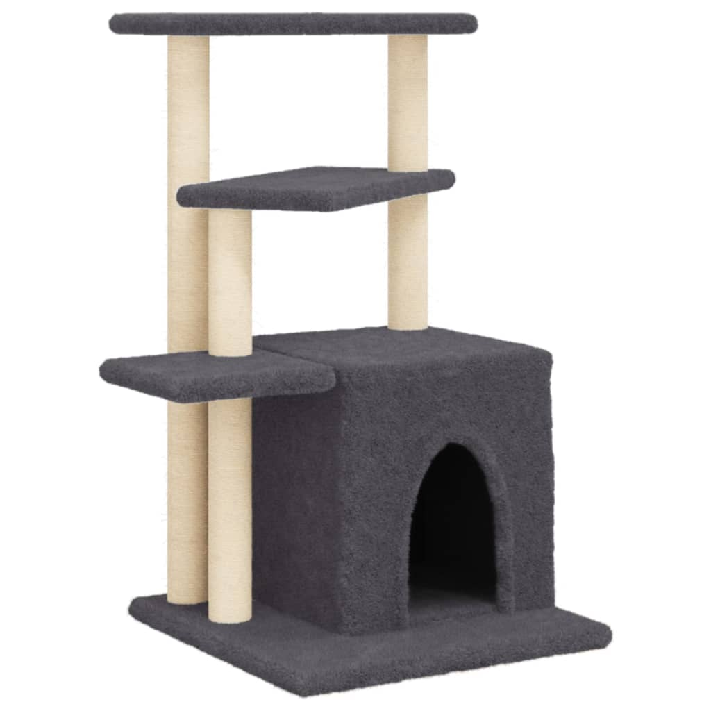 Glamorous Pups : vidaXL Cat Tree Dark Grey Engineered Wood, Plush, Sisal Medium Cat Tree