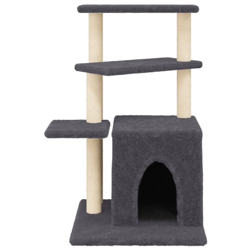 Glamorous Pups : vidaXL Cat Tree Dark Grey Engineered Wood, Plush, Sisal Medium Cat Tree