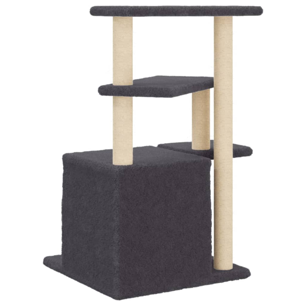 Glamorous Pups : vidaXL Cat Tree Dark Grey Engineered Wood, Plush, Sisal Medium Cat Tree