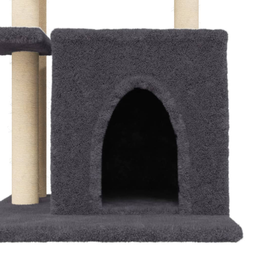 Glamorous Pups : vidaXL Cat Tree Dark Grey Engineered Wood, Plush, Sisal Medium Cat Tree