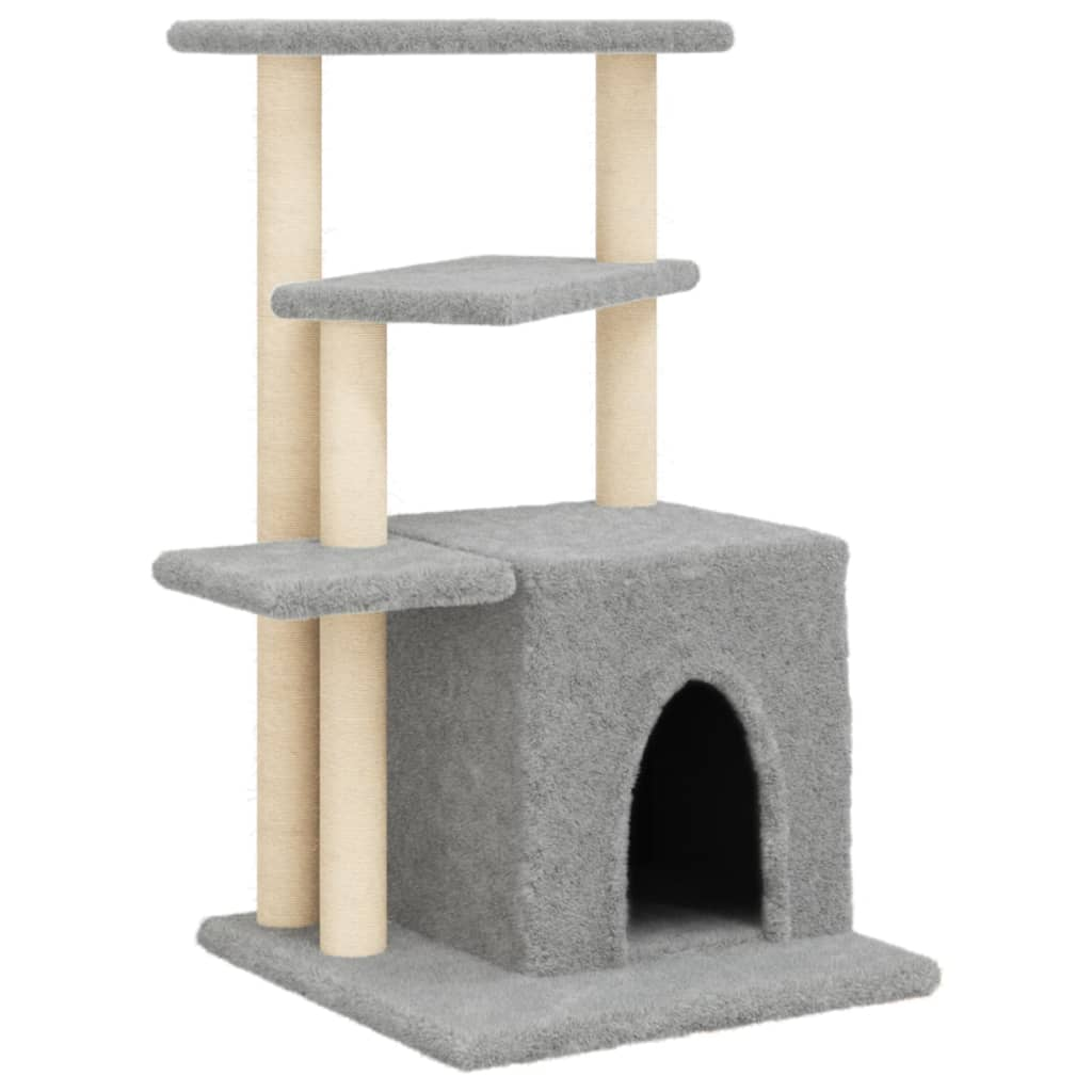 Glamorous Pups : vidaXL Cat Tree Light gray Engineered wood, plush, sisal Medium Durable