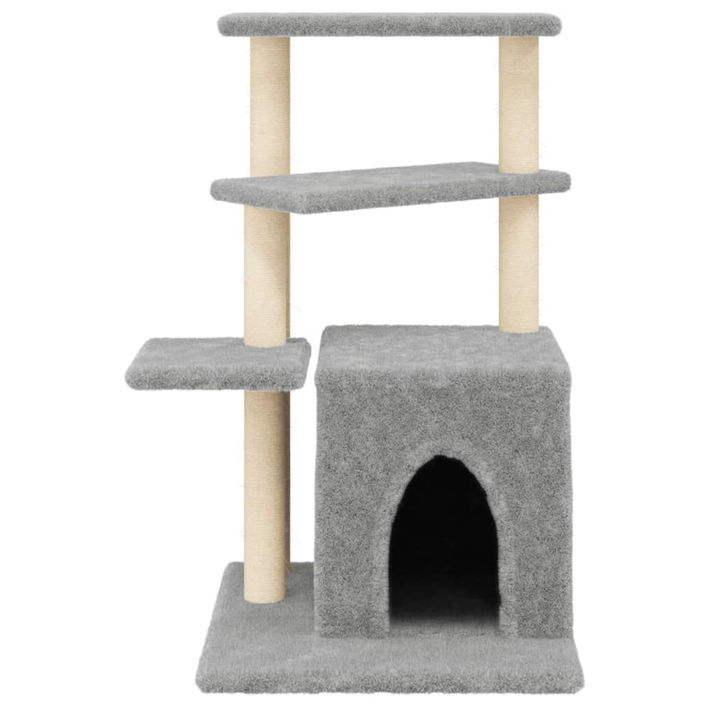 Glamorous Pups : vidaXL Cat Tree Light gray Engineered wood, plush, sisal Medium Durable