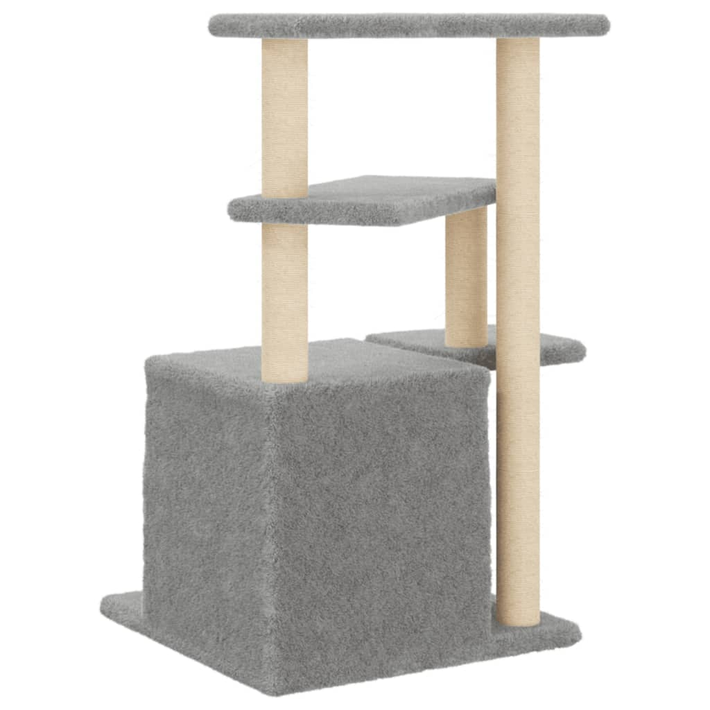 Glamorous Pups : vidaXL Cat Tree Light gray Engineered wood, plush, sisal Medium Durable