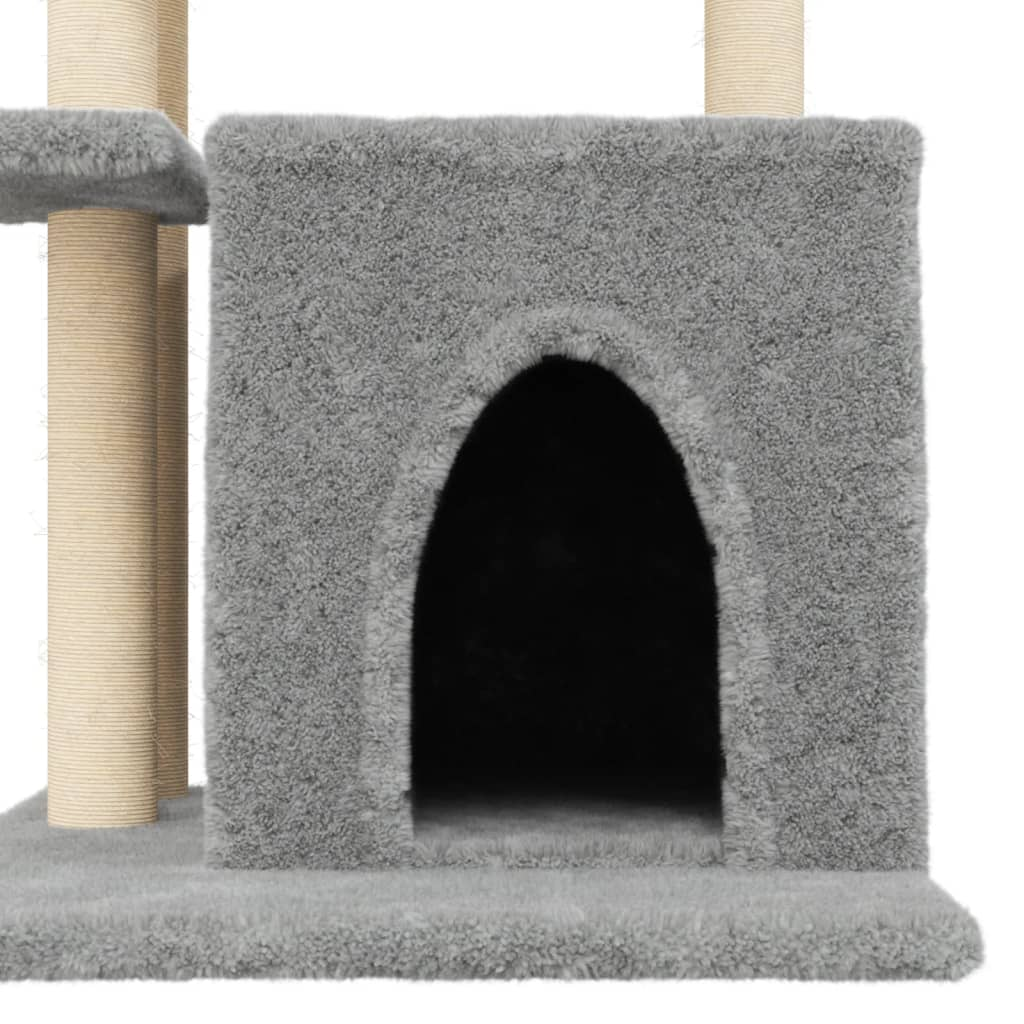 Glamorous Pups : vidaXL Cat Tree Light gray Engineered wood, plush, sisal Medium Durable
