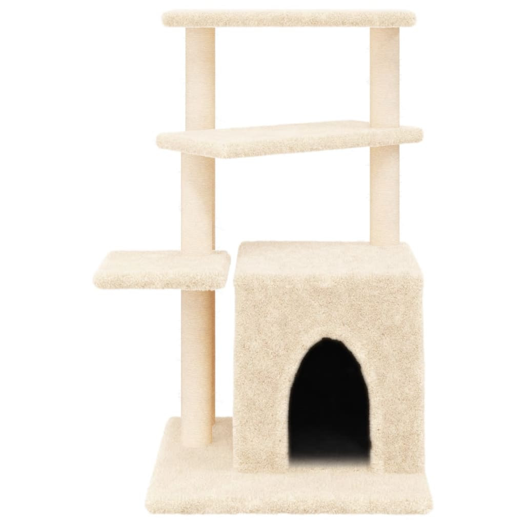 Glamorous Pups : vidaXL Cat Tree Cream Engineered wood, plush, sisal 32.9 in tall Tough