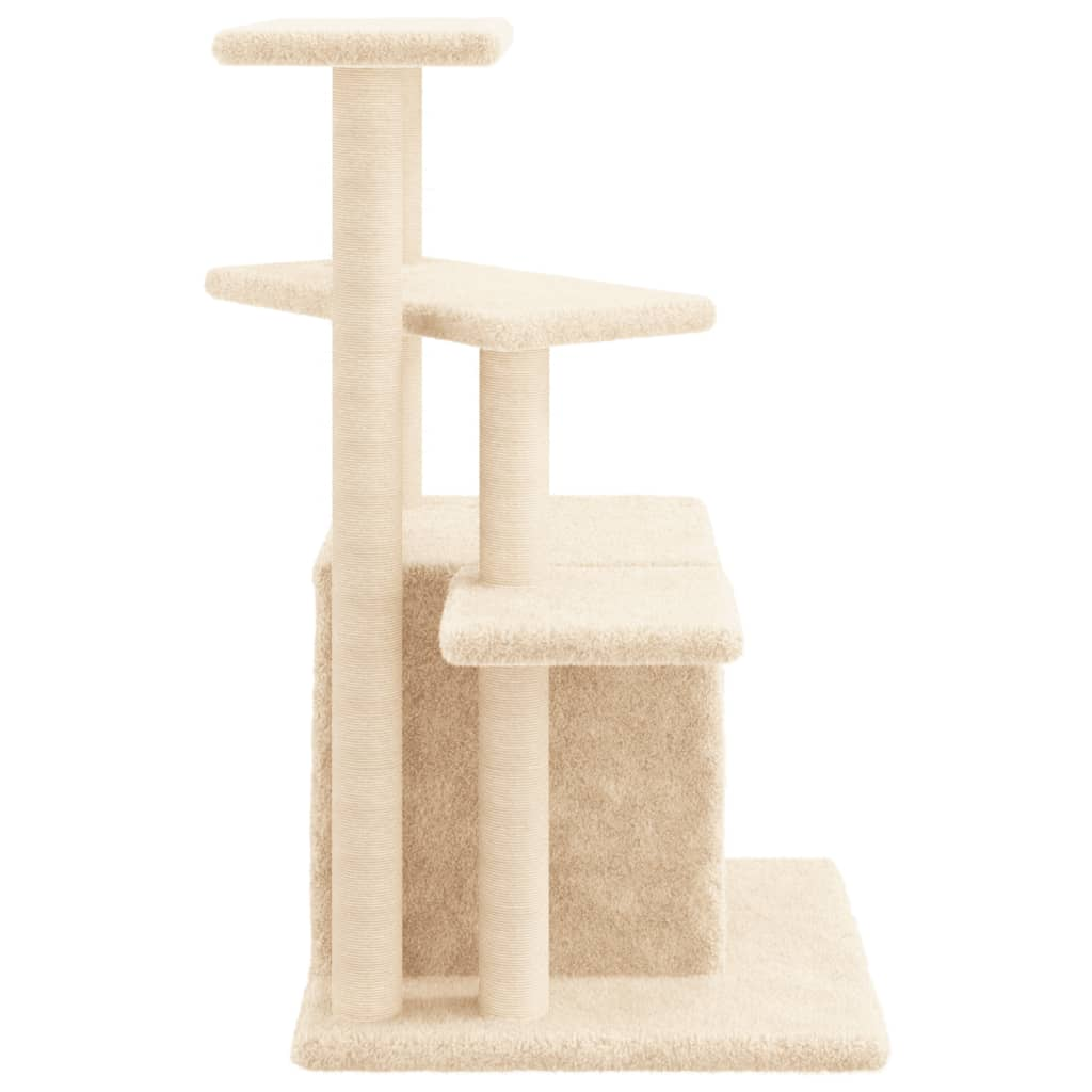 Glamorous Pups : vidaXL Cat Tree Cream Engineered wood, plush, sisal 32.9 in tall Tough