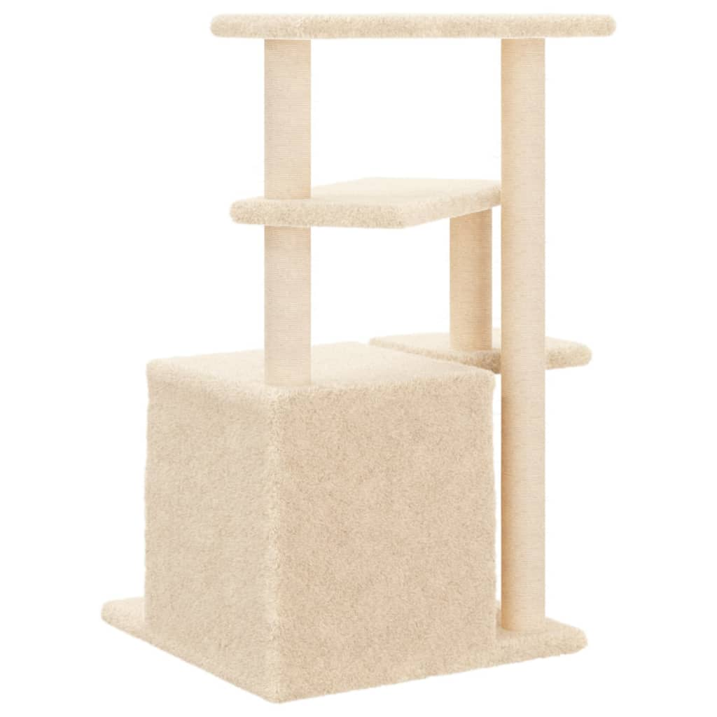 Glamorous Pups : vidaXL Cat Tree Cream Engineered wood, plush, sisal 32.9 in tall Tough