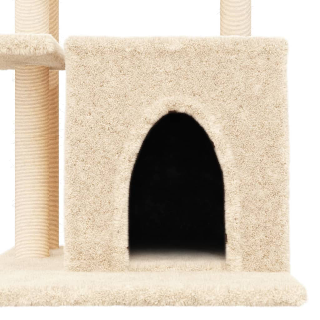 Glamorous Pups : vidaXL Cat Tree Cream Engineered wood, plush, sisal 32.9 in tall Tough
