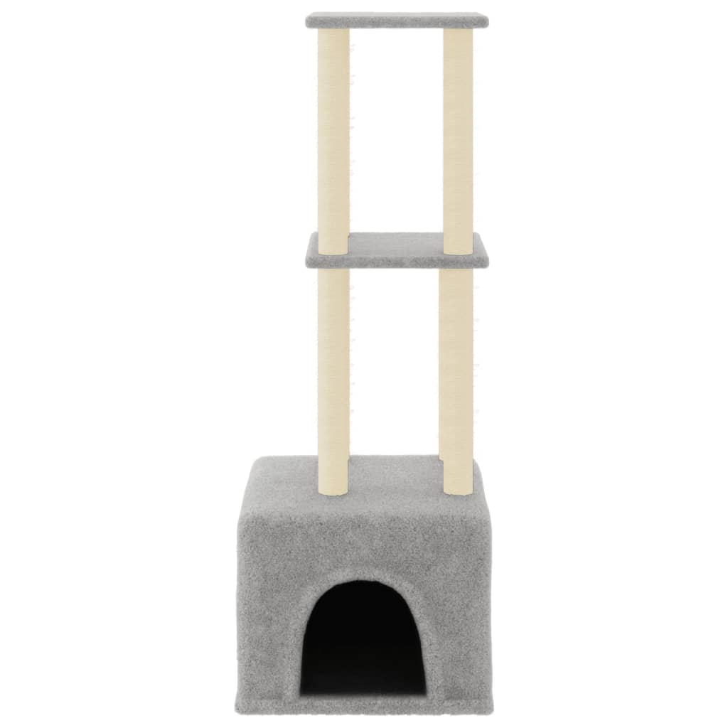 Glamorous Pups : vidaXL Cat Tree Light grey Engineered wood, plush, sisal 52.6 in Modern