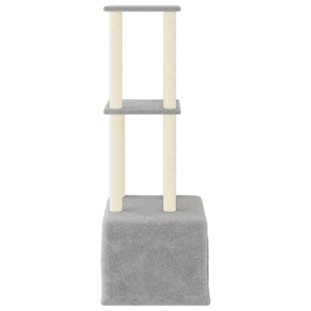 Glamorous Pups : vidaXL Cat Tree Light grey Engineered wood, plush, sisal 52.6 in Modern