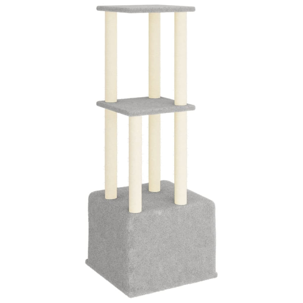 Glamorous Pups : vidaXL Cat Tree Light grey Engineered wood, plush, sisal 52.6 in Modern