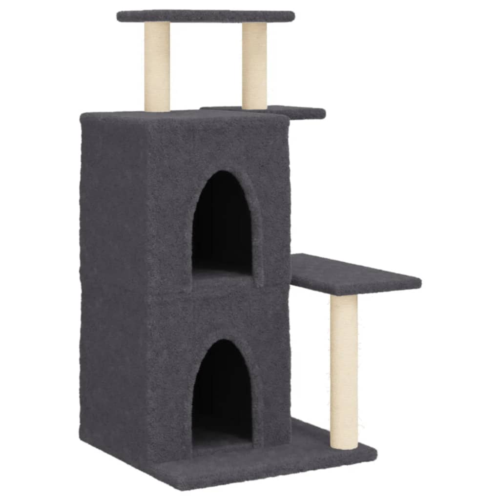 Glamorous Pups : vidaXL Cat Tree Dark Grey Engineered wood, Plush, Sisal Medium Durable