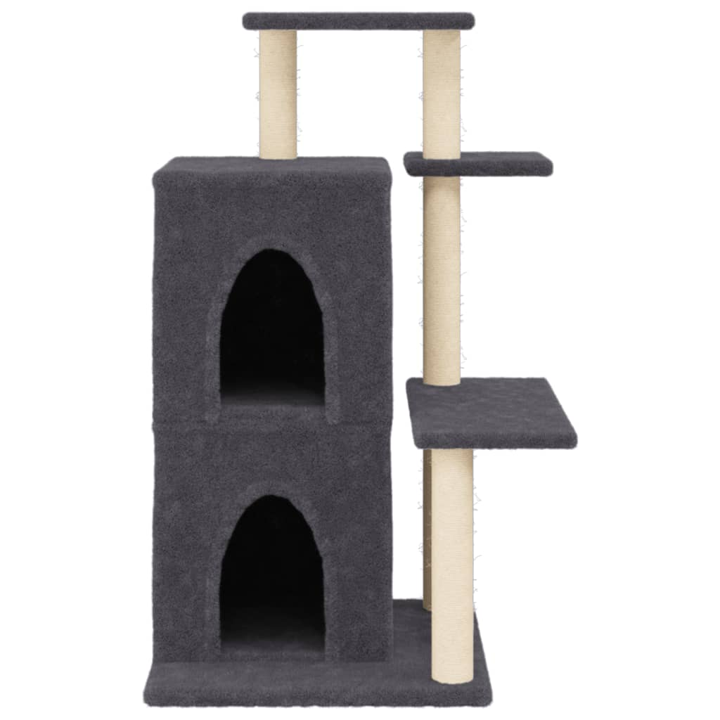 Glamorous Pups : vidaXL Cat Tree Dark Grey Engineered wood, Plush, Sisal Medium Durable