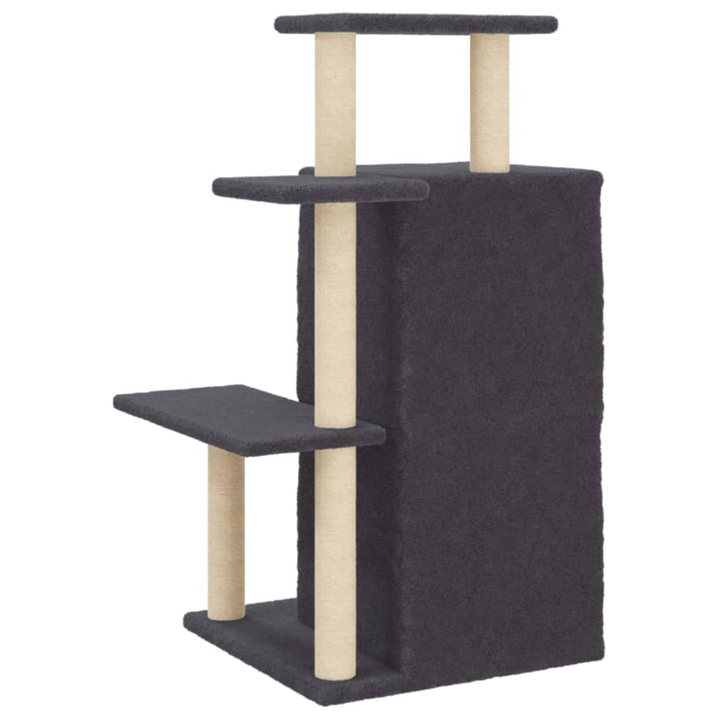 Glamorous Pups : vidaXL Cat Tree Dark Grey Engineered wood, Plush, Sisal Medium Durable
