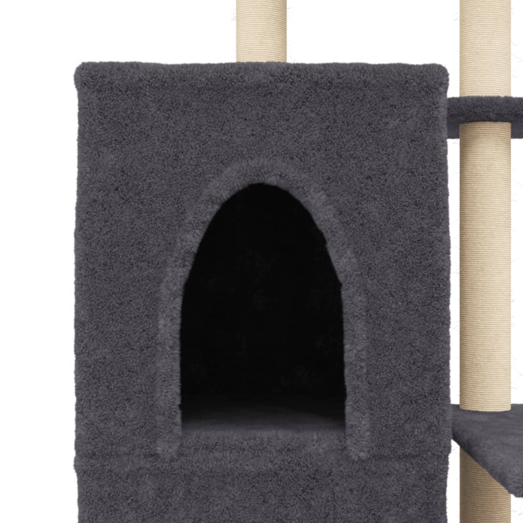 Glamorous Pups : vidaXL Cat Tree Dark Grey Engineered wood, Plush, Sisal Medium Durable