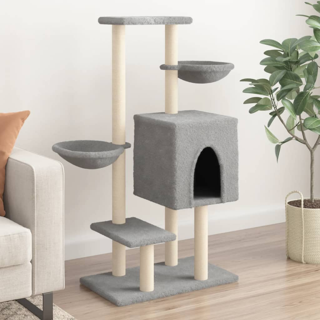 Glamorous Pups : vidaXL Cat Tree Light grey Engineered wood Large