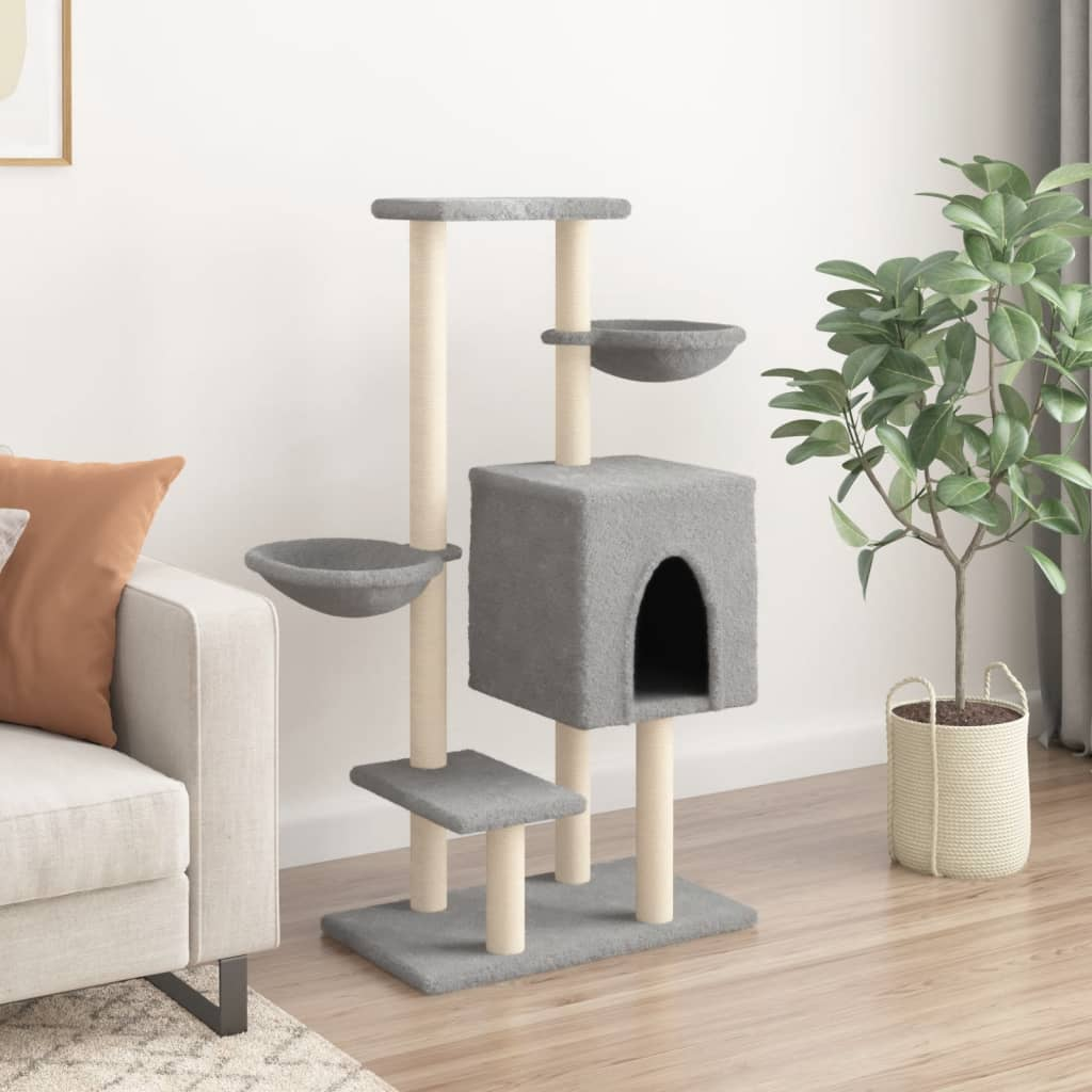 Glamorous Pups : vidaXL Cat Tree Light grey Engineered wood Large