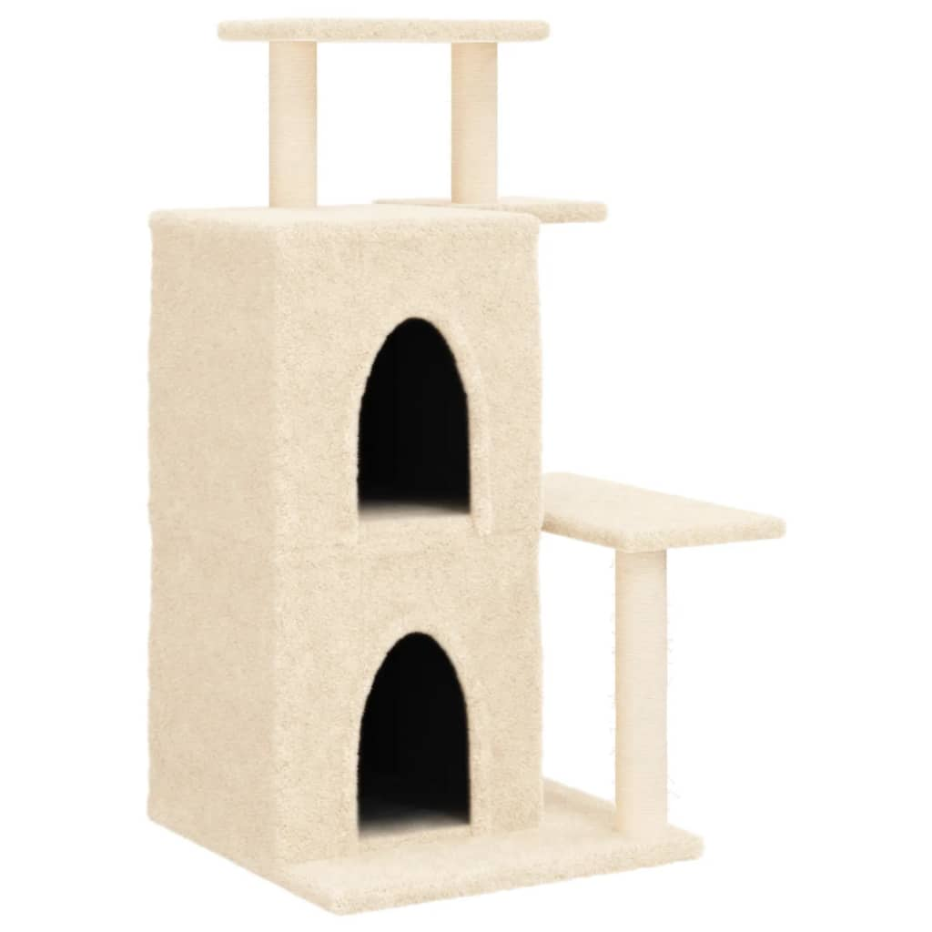 Glamorous Pups : vidaXL Cat Tree Cream Engineered wood, plush, sisal Medium Durable