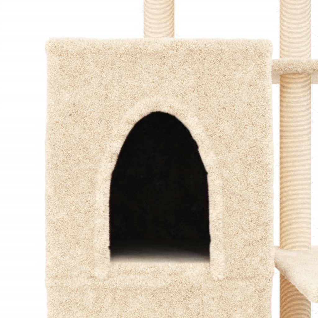 Glamorous Pups : vidaXL Cat Tree Cream Engineered wood, plush, sisal Medium Durable