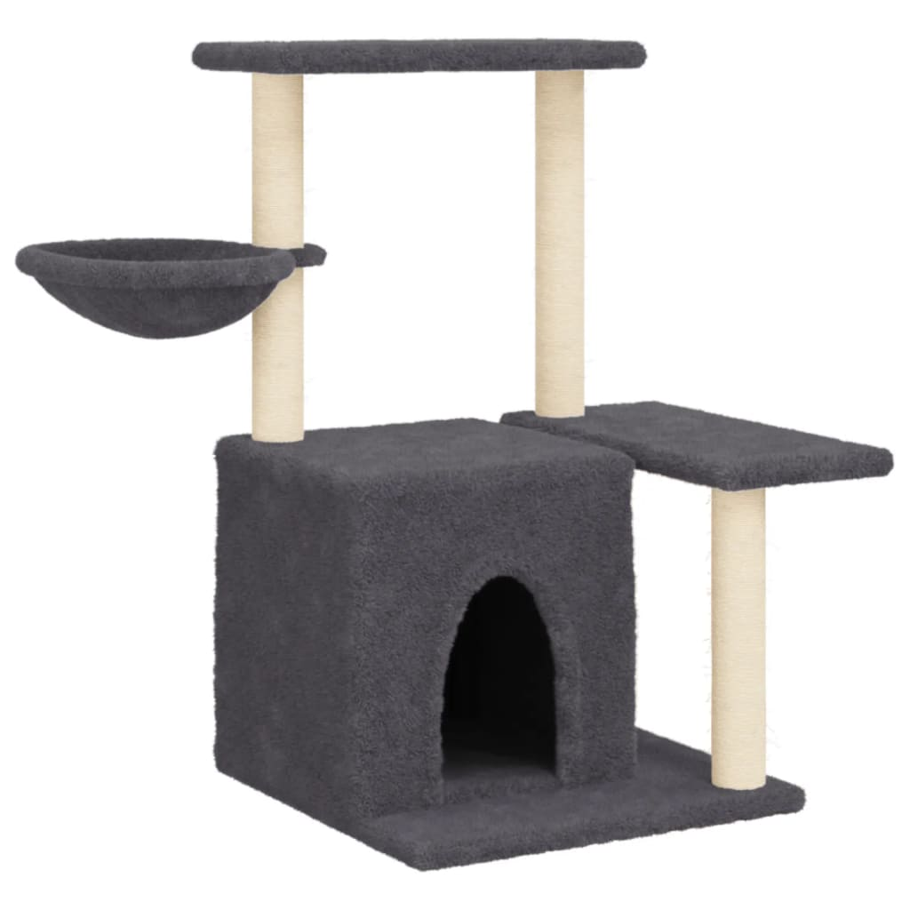 Glamorous Pups : vidaXL Cat Tree Dark grey Engineered wood, plush, sisal Medium Durable
