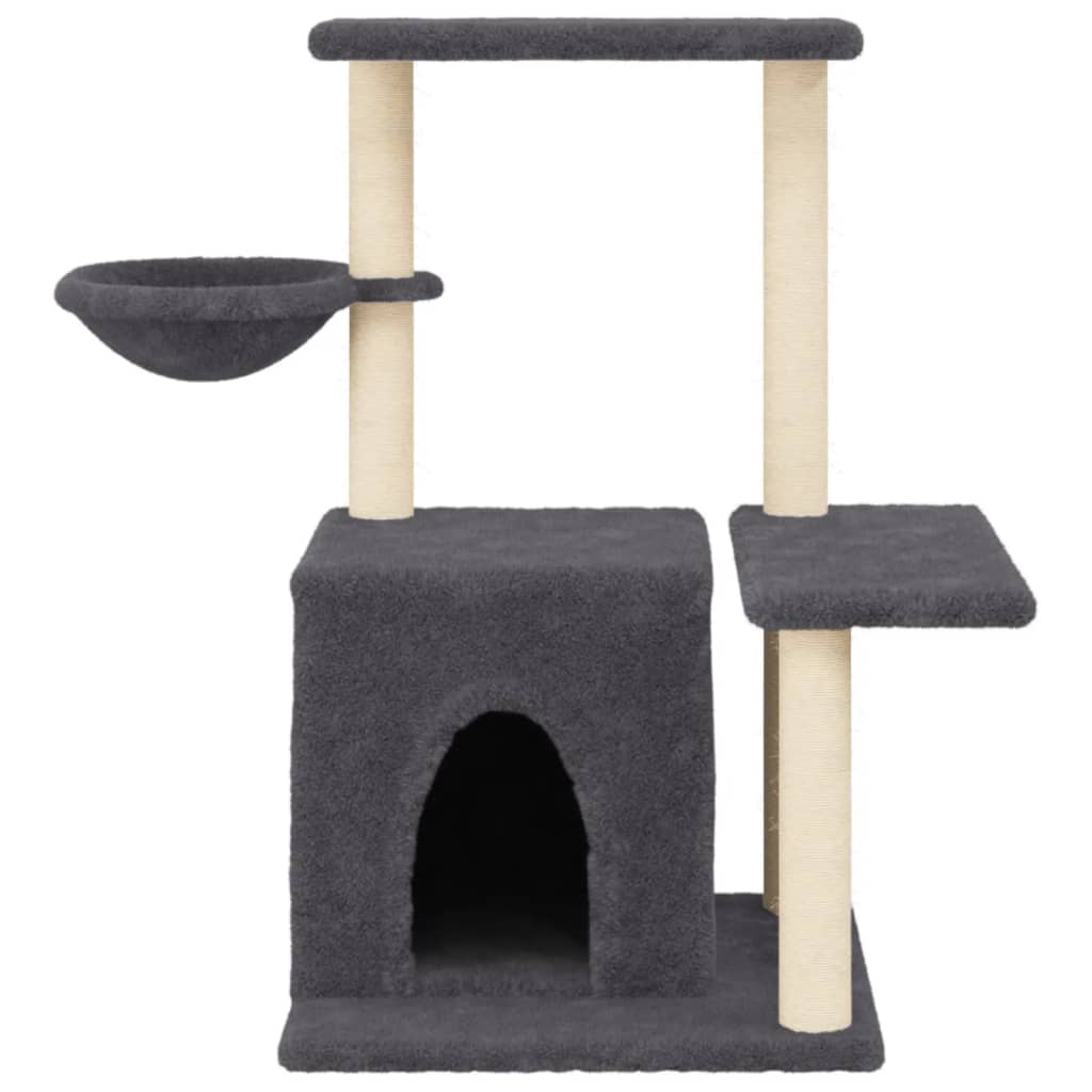 Glamorous Pups : vidaXL Cat Tree Dark grey Engineered wood, plush, sisal Medium Durable